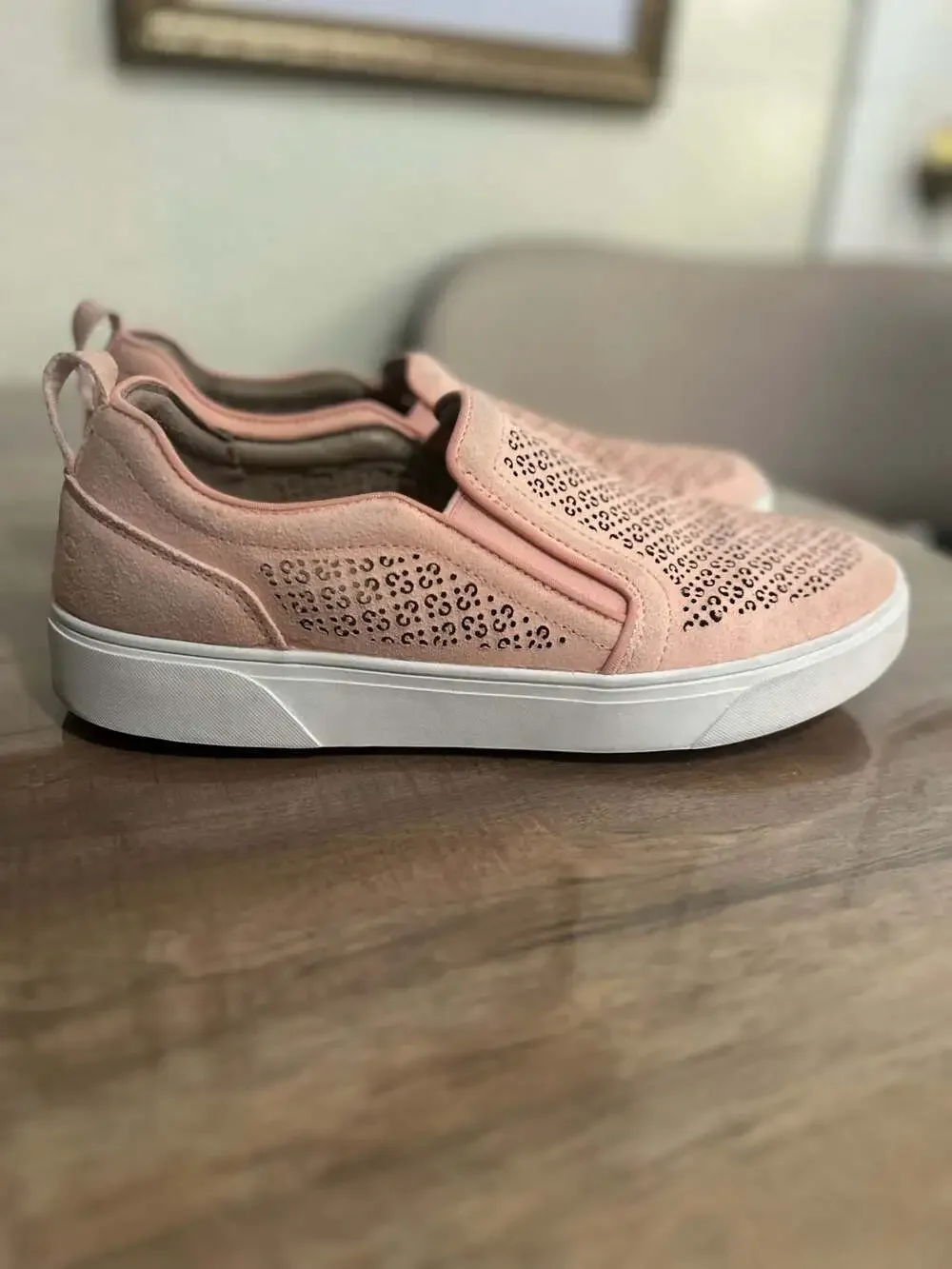 Vionic Kimmie Perf Suede Slip-On Sneakers in Rose